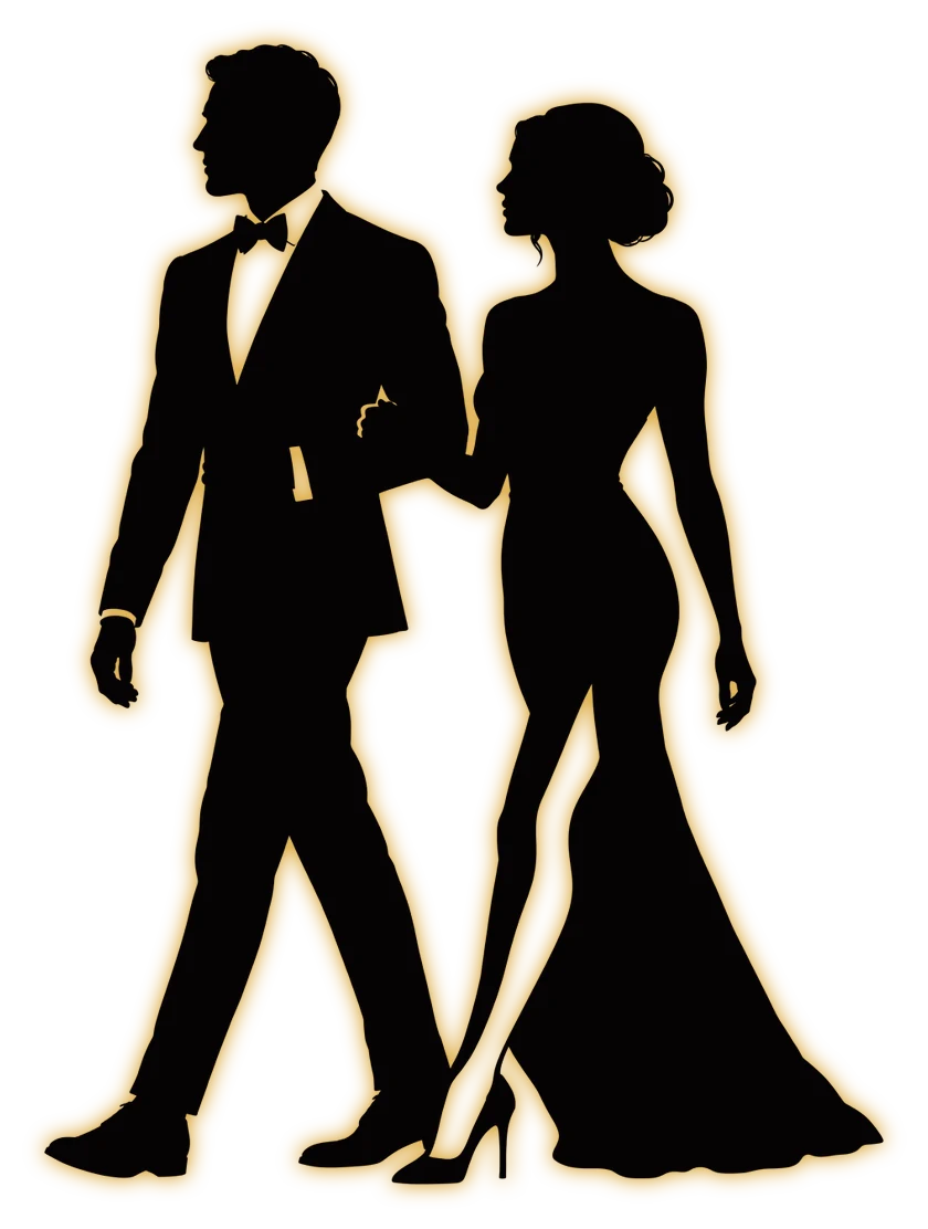 Silueta de una pareja de gala